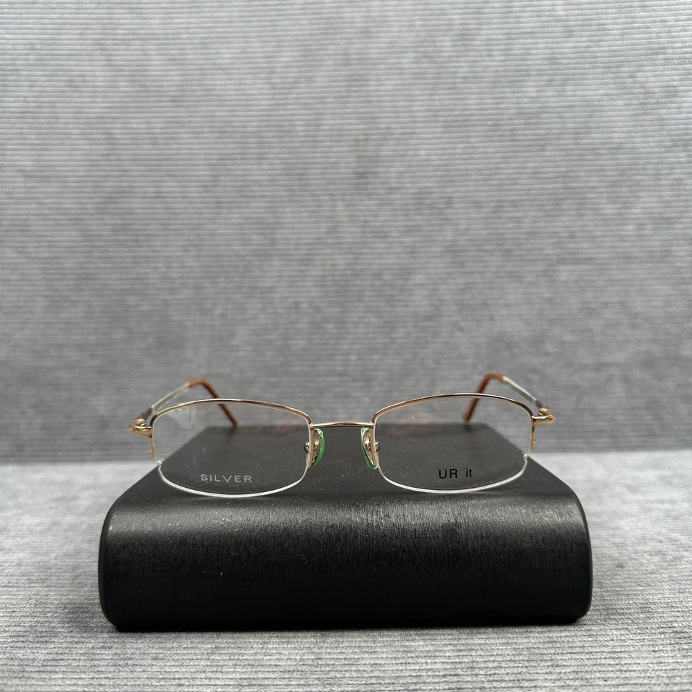 UR it Semi Rimless Rectangular y2k Eyeglass Frames Gold Brown 50-18-135 C2 Korea